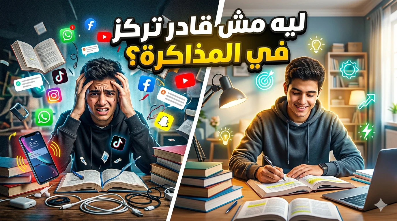 image about لماذا لا تستطيع التركيز في المذاكرة؟ الأسباب الخفية التي تدمر تركيزك + الحل النهائي الذي سيغير مستواك الدراسي