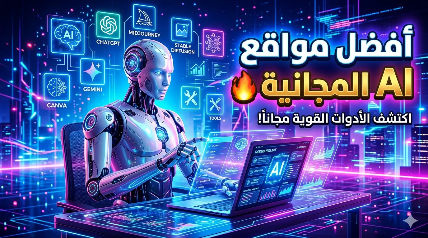 image about أفضل مواقع الذكاء الاصطناعي المجانية في 2026 🤖| أدوات ستوفر عليك ساعات من العمل يوميًا