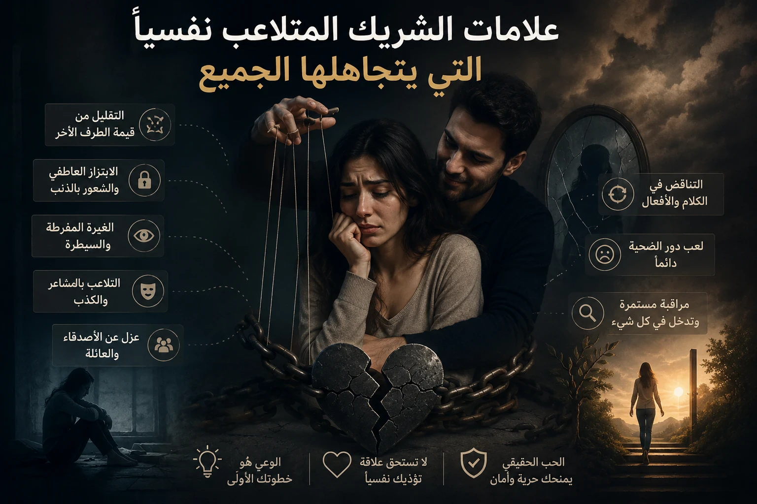 image about علامات الشريك المتلاعب نفسيا التي يتجاهلها الجميع