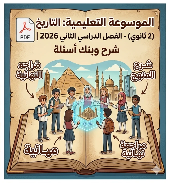 image about 📥 تحميل مذكرة الموسوعة في التاريخ للصف الثاني الثانوي الترم الثاني 2026 PDF | أقوى شرح ومراجعة نهائية وبنك أسئلة شامل