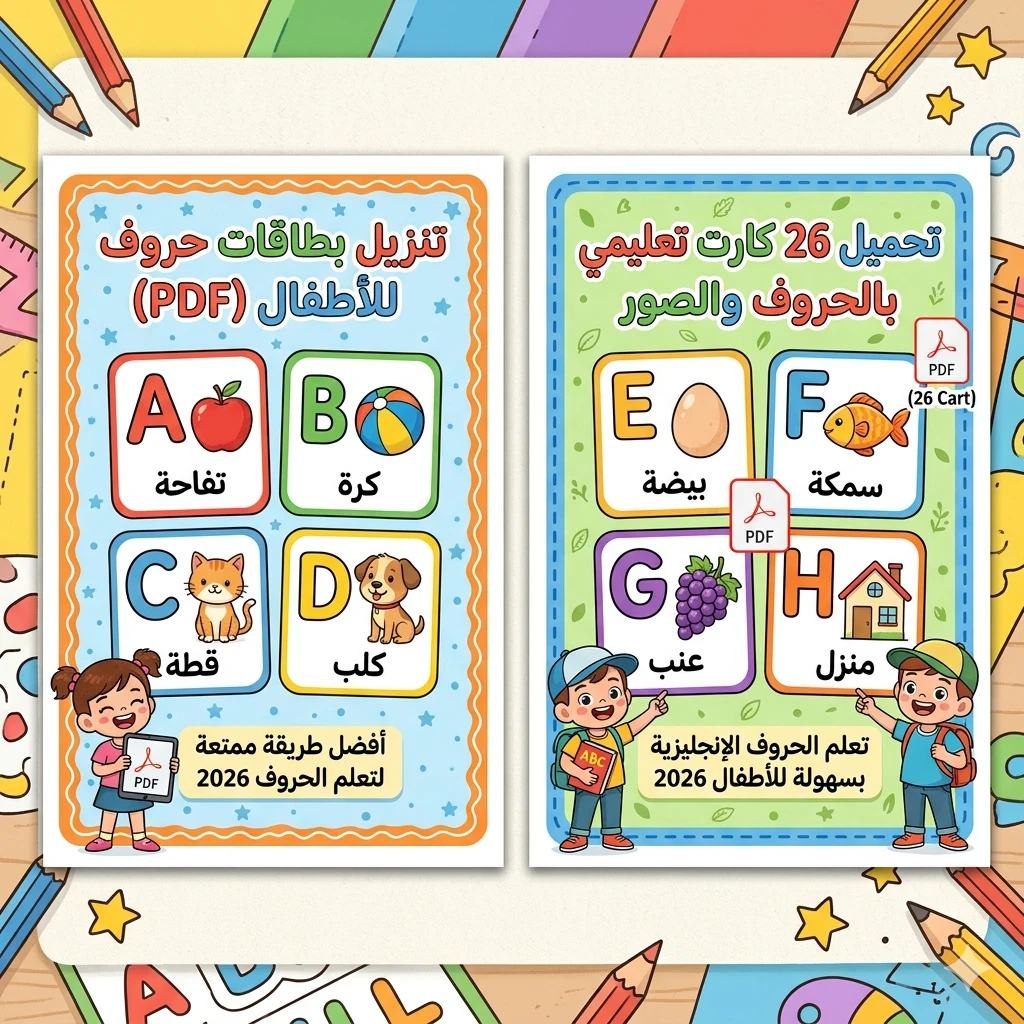 image about 📒 تحميل فلاش كارت حروف اللغة الإنجليزية للأطفال PDF مجانًا 2026 – 26 كارت بالصور لتعليم الحروف بسهولة ومتعة