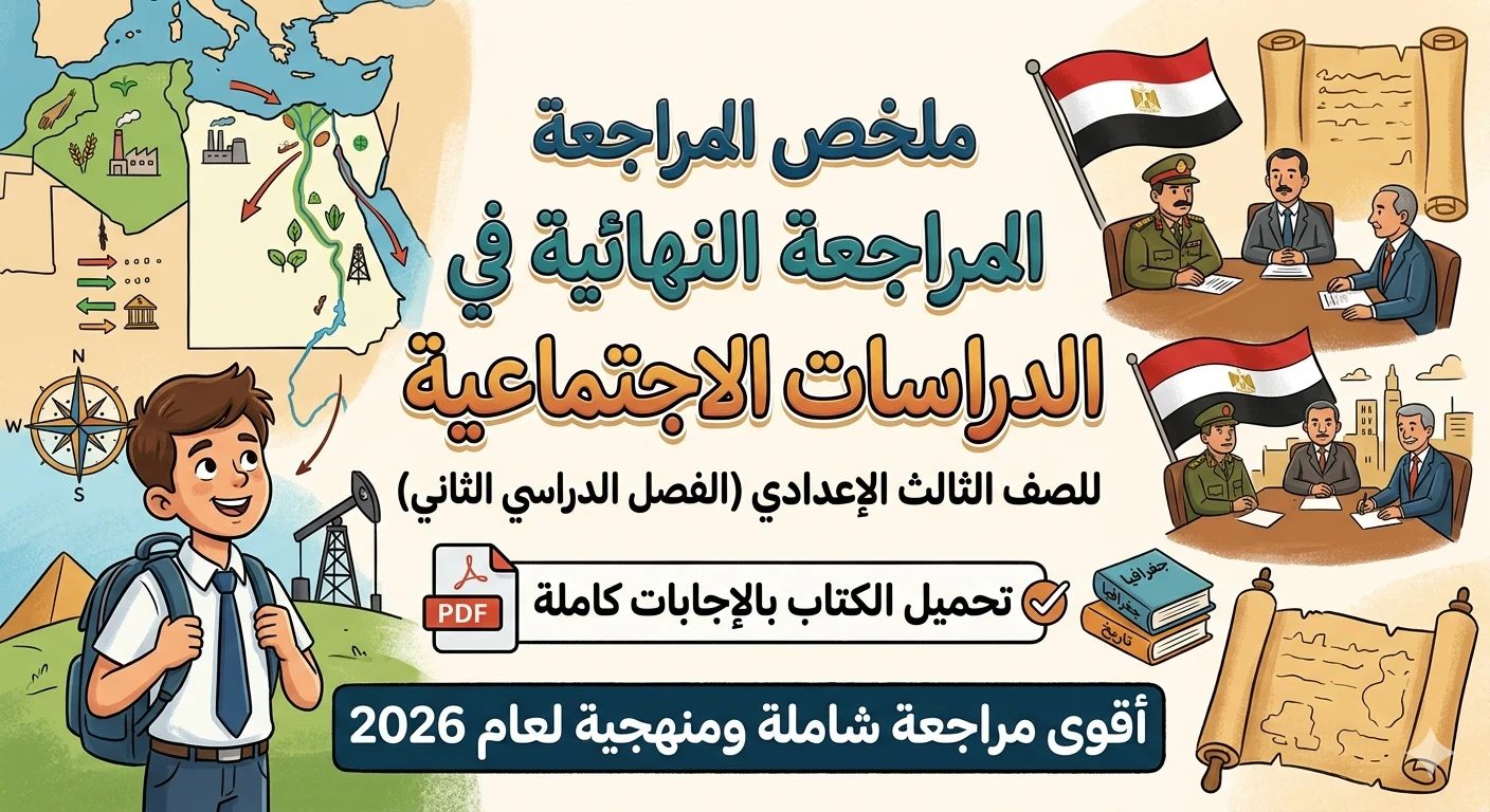 image about ✨ تحميل أقوى مراجعة نهائية دراسات اجتماعية للصف الثالث الإعدادي الترم الثاني 2026 PDF بالإجابات النموذجية الشاملة