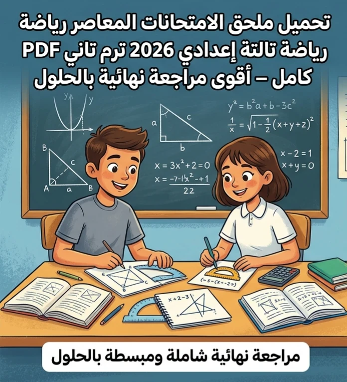 image about ❗تحميل ملحق الامتحانات المعاصر رياضة تالتة إعدادي 2026 ترم تاني PDF كامل – أقوى مراجعة نهائية بالحلول والنماذج المتوقعة