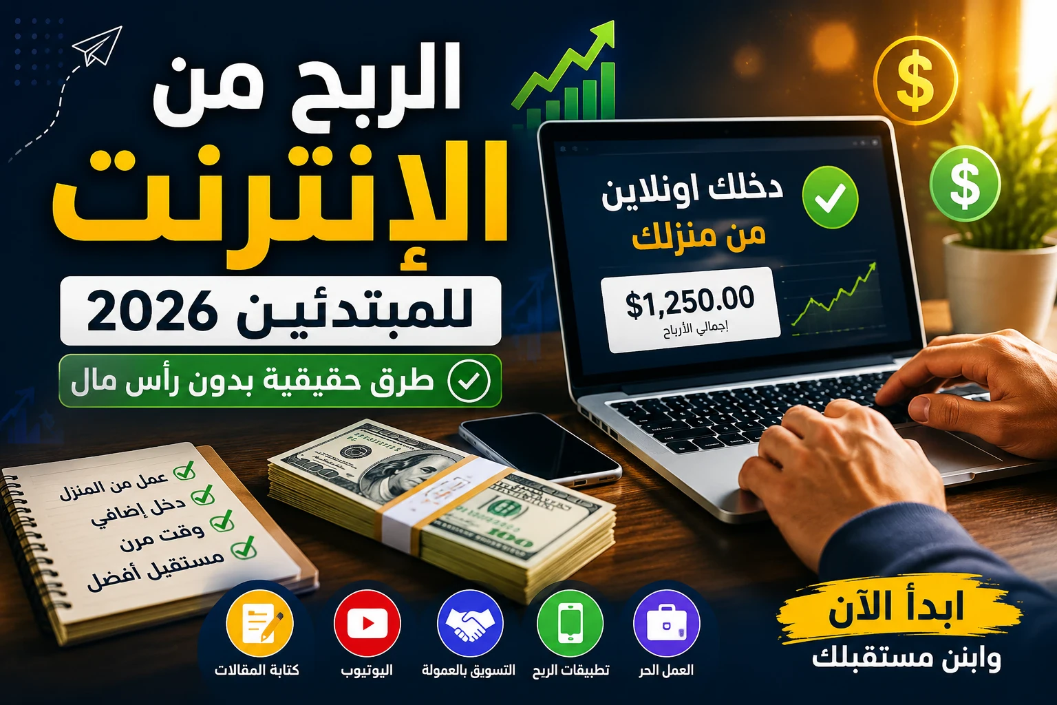 image about 💰 كيفية الربح من الإنترنت للمبتدئين 2026 | أسرع طرق حقيقية بدون رأس مال 🚀