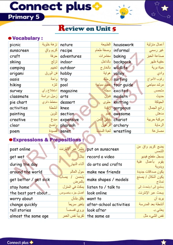 image about تحميل مراجعة Connect Plus للصف الخامس الابتدائي ترم ثاني 2026 PDF أقوى مراجعة نهائية بالإجابات