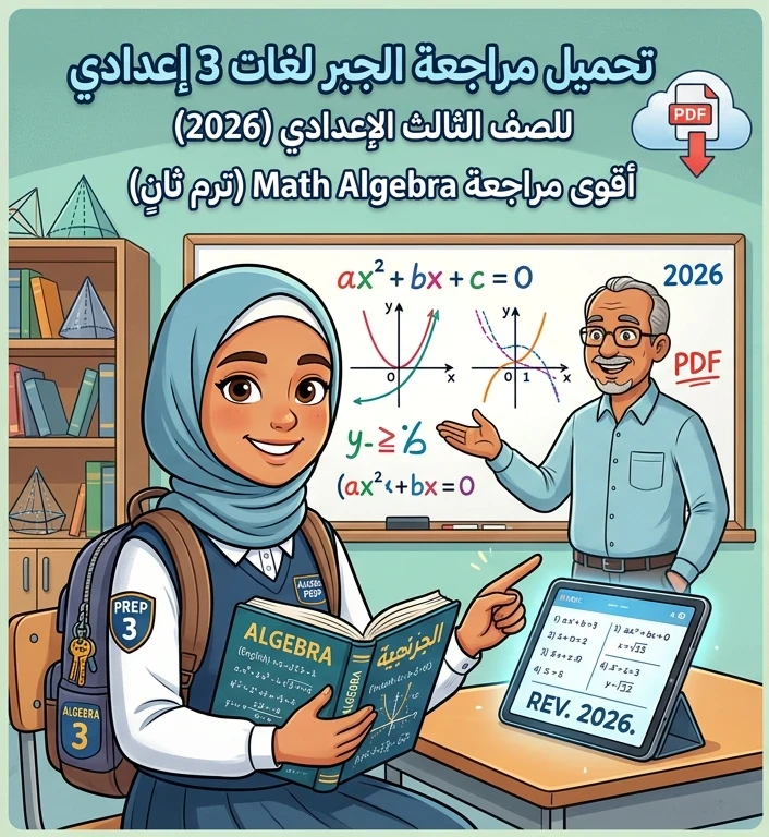 image about ⚠️ تحميل أقوى مراجعة Math Algebra لغات للصف الثالث الإعدادي الترم الثاني 2026 PDF – مراجعة لن يخرج عنها الامتحان