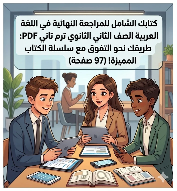 image about 📓 تحميل أقوى مراجعة نهائية لغة عربية للصف الثاني الثانوي ترم ثاني 2026 PDF – مراجعة شاملة من سلسلة الكتاب 97 صفحة