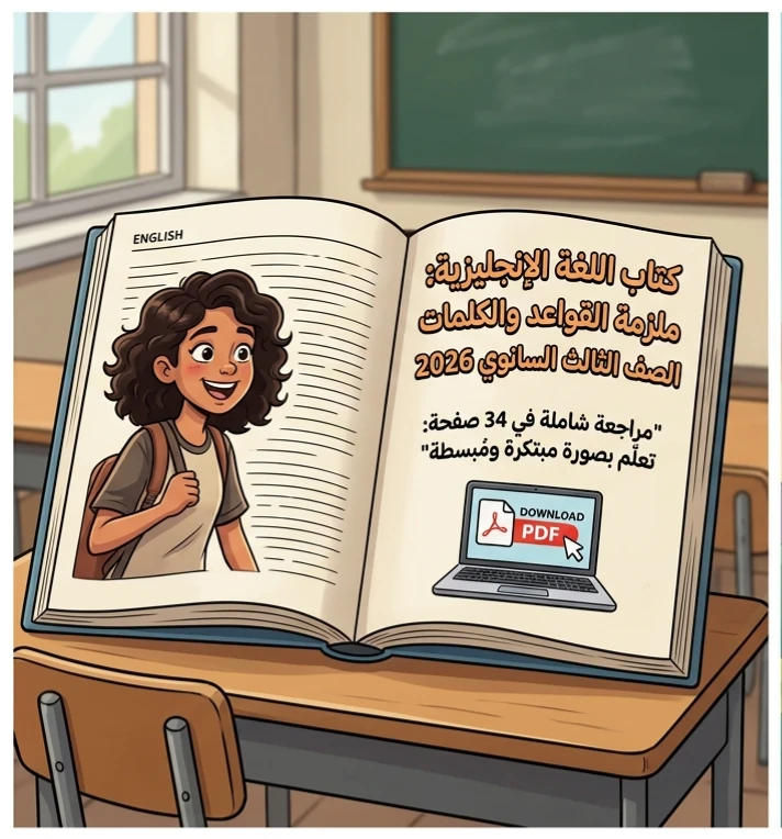 image about 🔥 تحميل ملزمة شرح القواعد والكلمات في اللغة الإنجليزية للصف الثالث الثانوي 2026 PDF – مراجعة شاملة مجانية لن يخرج عنها الامتحان