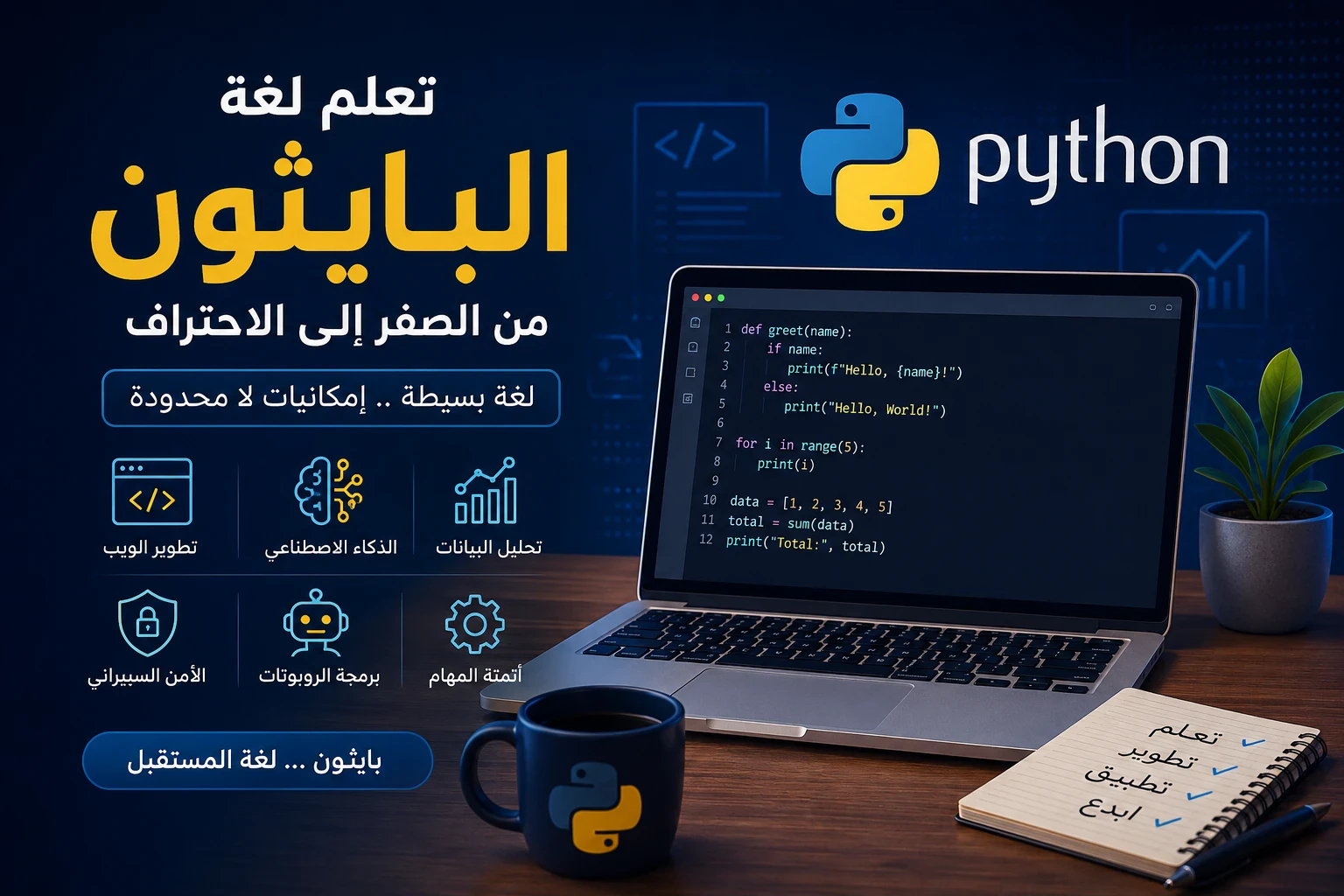 image about تعلم لغة بايثون من الصفر: لماذا تُعد Python أفضل لغة برمجة للمبتدئين والمحترفين