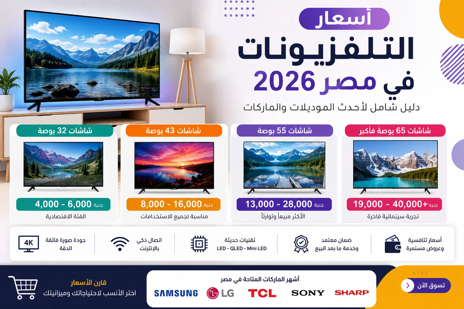 image about أسعار التلفزيونات في مصر 2026: دليل شامل لأحدث الموديلات والاتجاهات