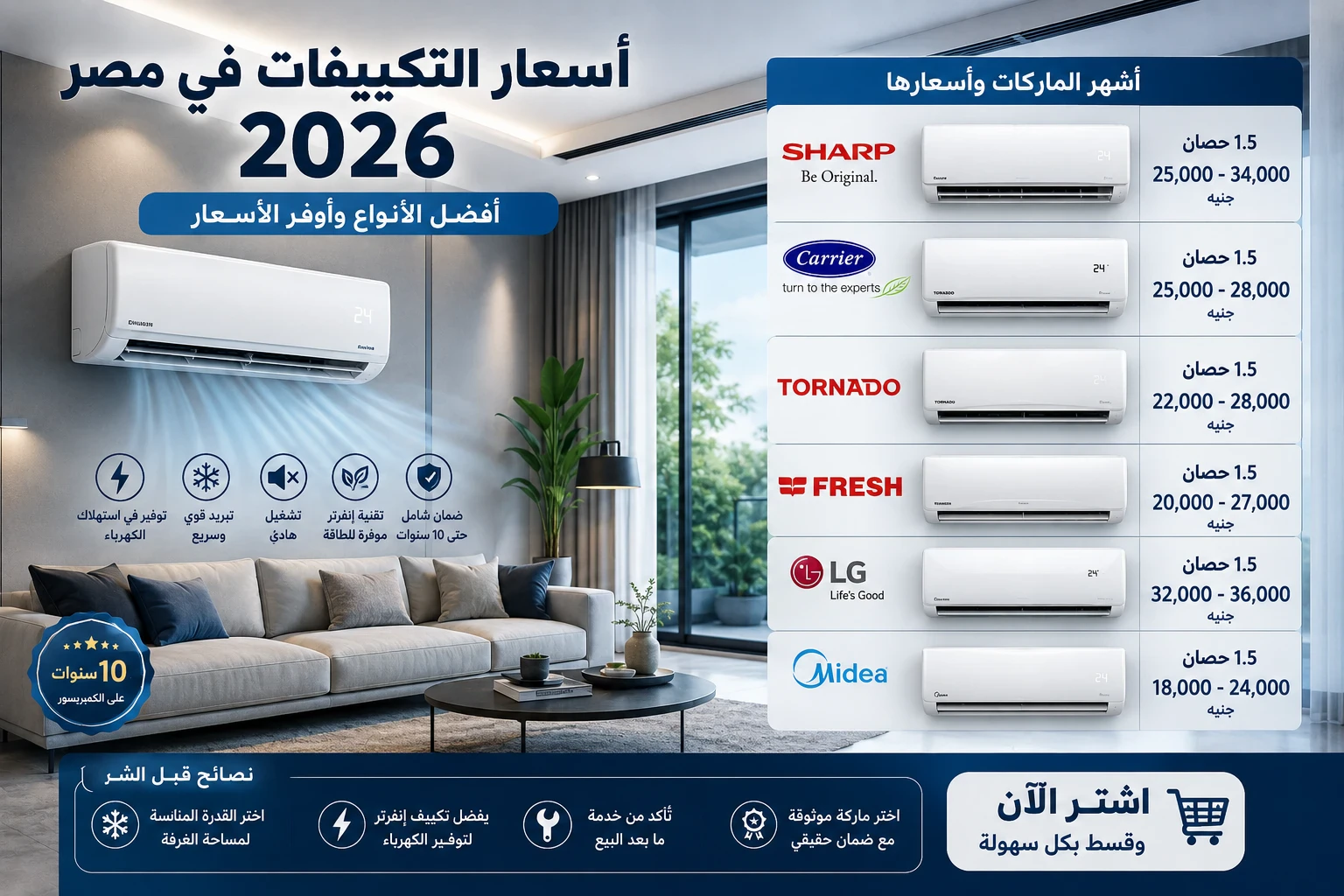 image about اسعار التكيفات في مصر وافضل الانواع والمواصفات2026