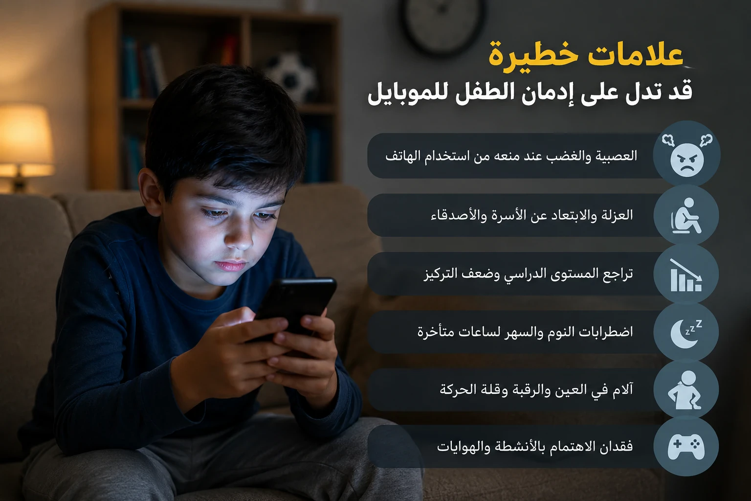 image about علامات خطيرة بتقول إن طفلك بدأ يدمن الموبايل
