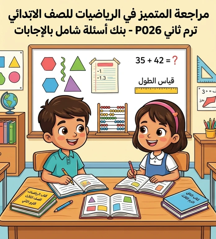 image about 🏷️ تحميل أقوى مراجعة المتميز رياضيات الصف الثالث الابتدائي الترم الثاني 2026 PDF بالإجابات – بنك أسئلة شامل لن يخرج عنه الامتحان
