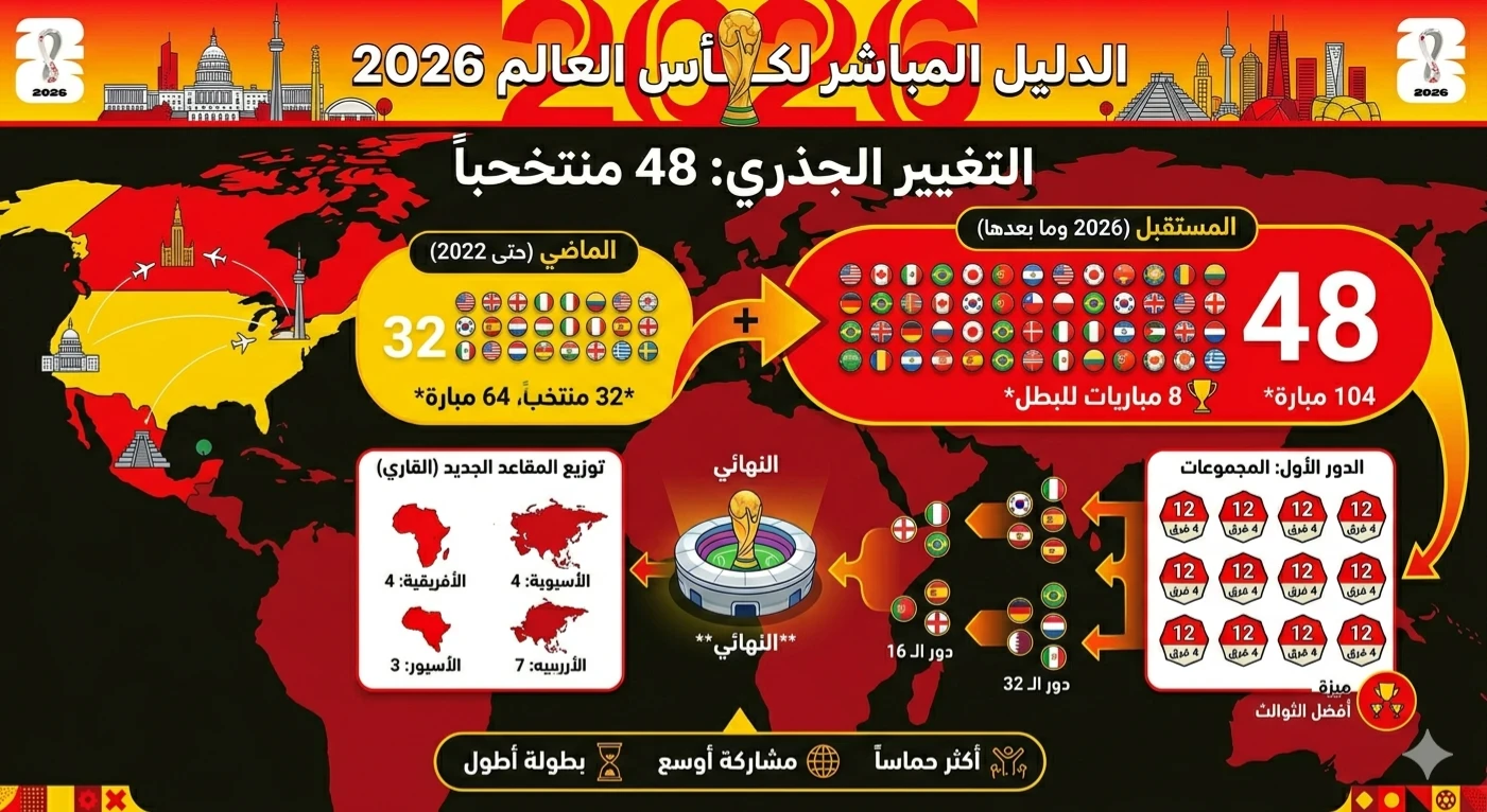 image about 48 منتخبا وكأس واحدة : الدليل الشامل لمنديال 2026 بطرحه  الجديد