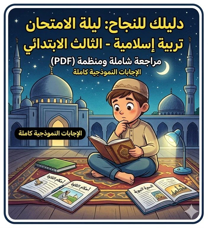 image about 📙 تحميل مراجعة ليلة الامتحان تربية إسلامية للصف الثالث الابتدائي ترم ثاني 2026 PDF بالإجابات النموذجية