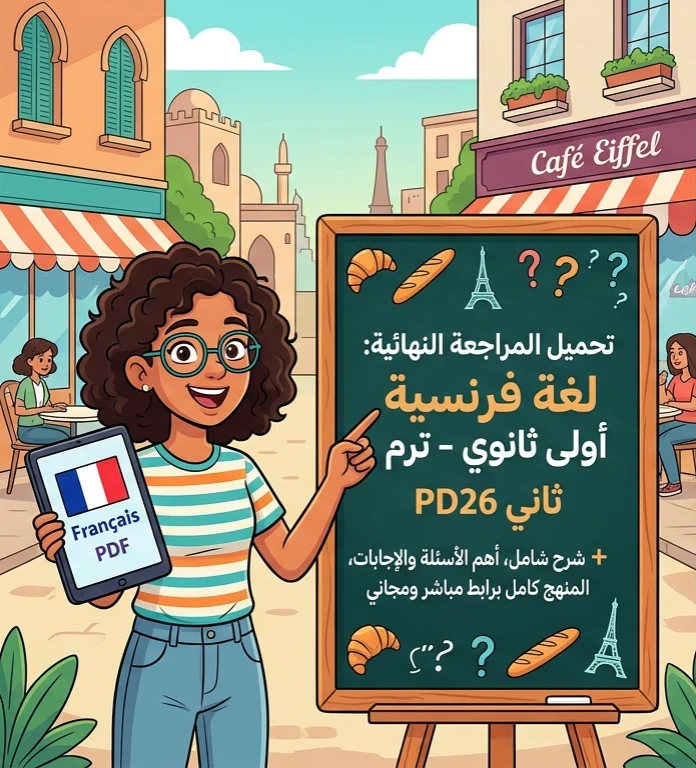 image about 📥 تحميل أقوى مراجعة نهائية لغة فرنسية أولى ثانوي ترم ثاني 2026 PDF بالإجابات والنماذج المتوقعة