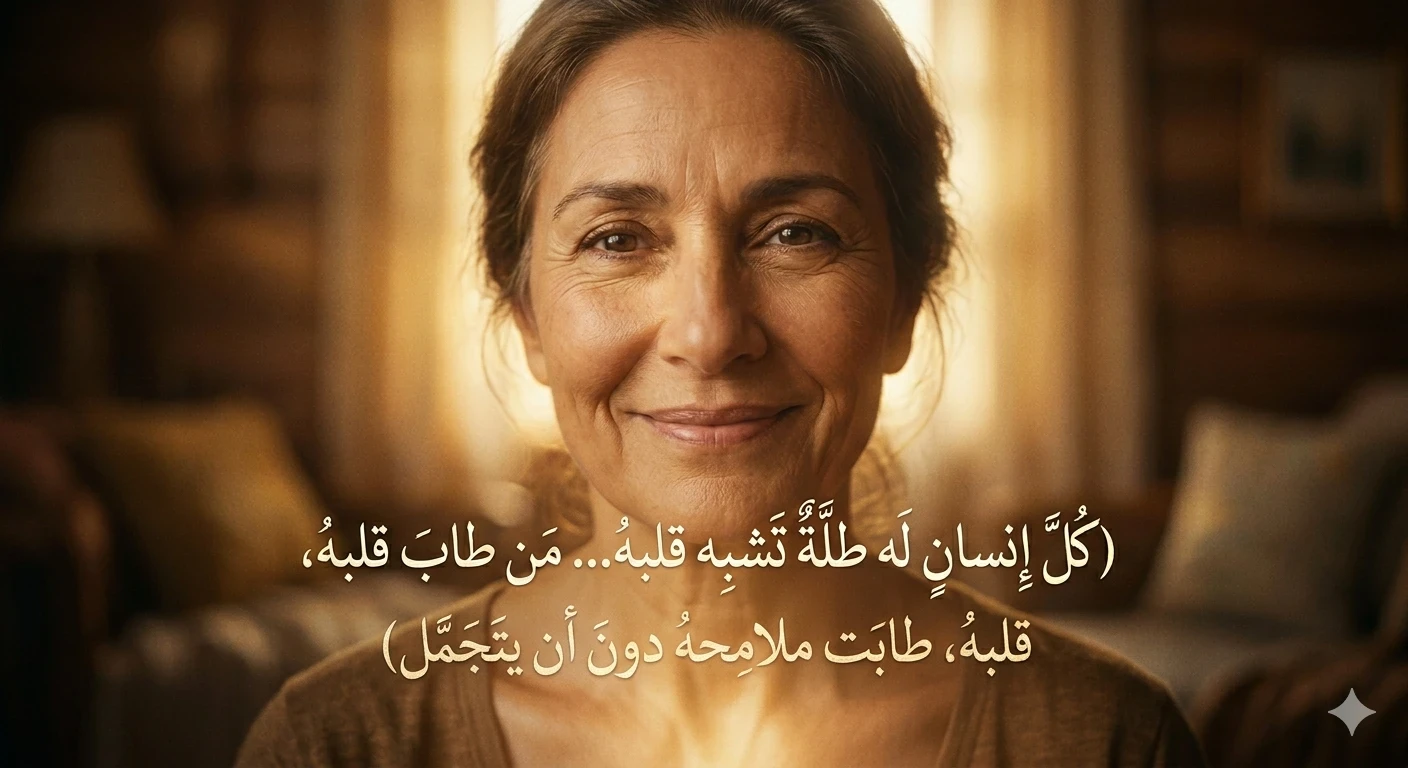 image about كلّ إنسانٍ له طلّةٌ تشبِه قلبه… مَن طابَ قلبهُ، طابَت ملامِحهُ دون أن يتَجمَّل