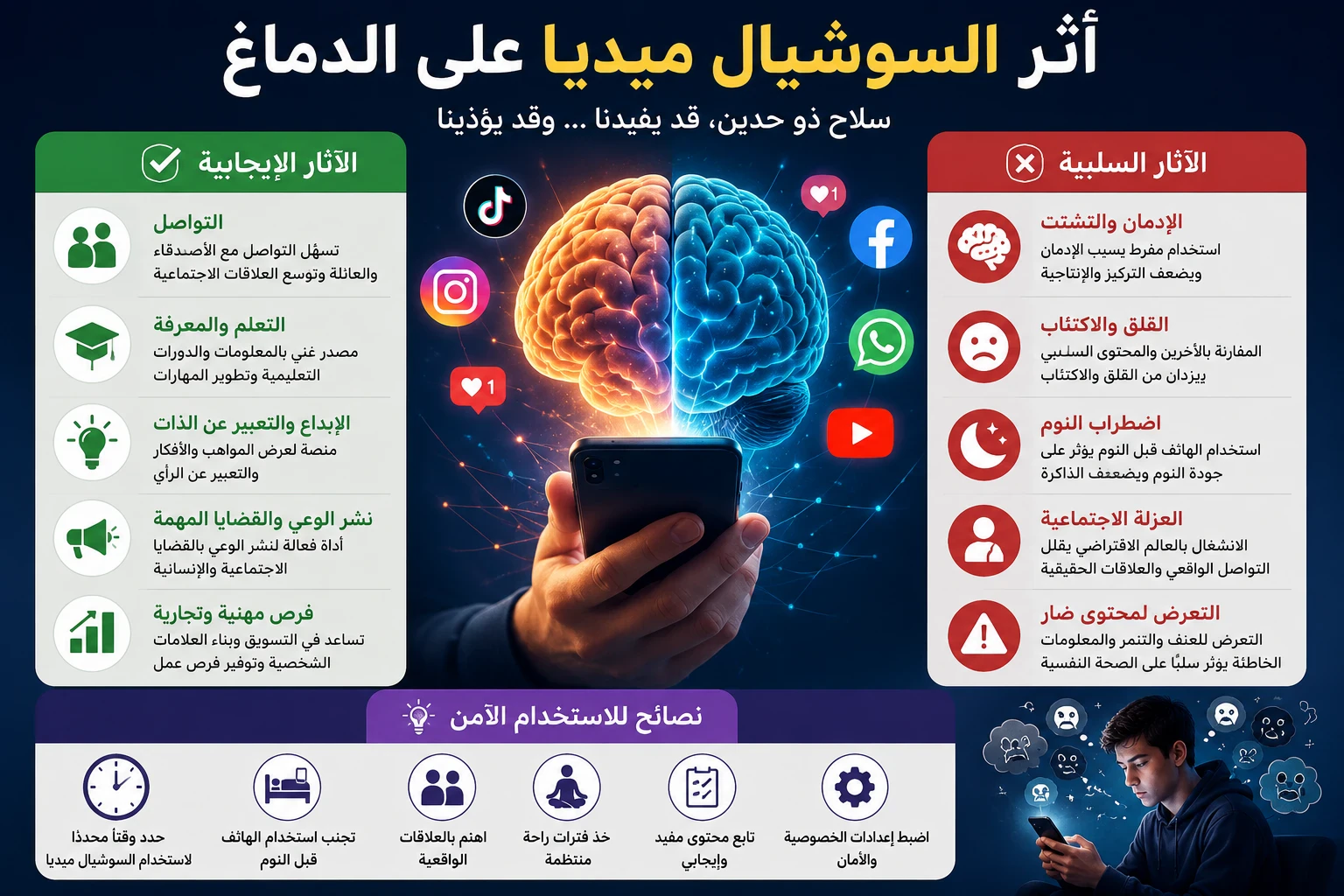 image about أثر السوشيال ميديا على الدماغ