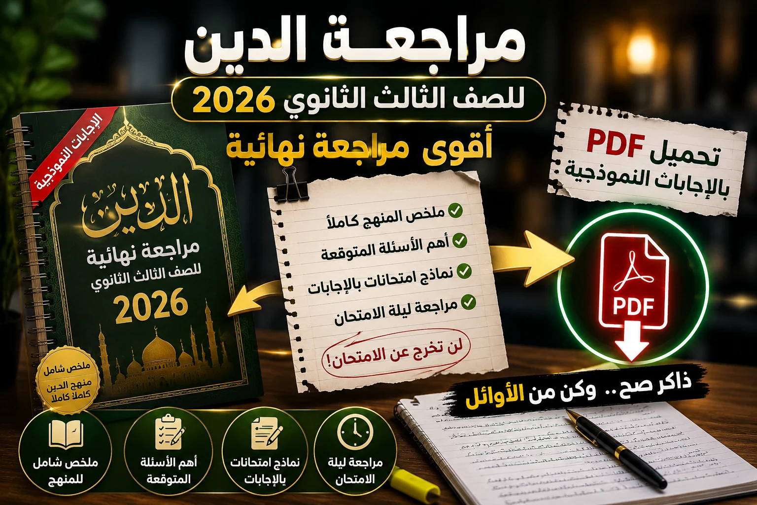 image about تحميل مراجعة الدين للصف الثالث الثانوي 2026 PDF بالإجابات | أقوى مراجعة نهائية تربية دينية وأسئلة الامتحان المتوقعة