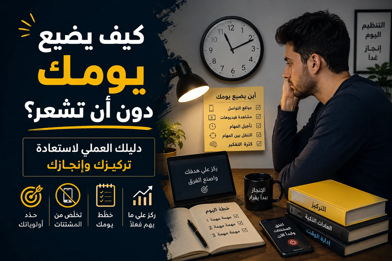 image about كيف يضيع يومك دون أن تشعر؟ دليلك العملي لاستعادة تركيزك وإنجازك  