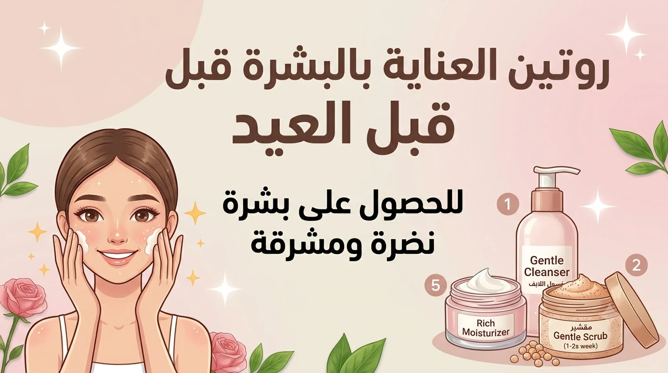 image about 🌙✨ روتين العناية بالبشرة قبل العيد… لبشرة نضرة ومشرقة كأنها متجددة! ✨🌙