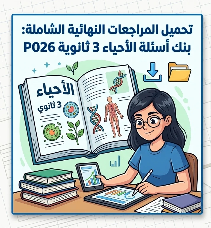 image about 📚 تحميل أقوى مراجعات الأحياء للصف الثالث الثانوي 2026 PDF | بنك أسئلة شامل وامتحانات متوقعة بالإجابات