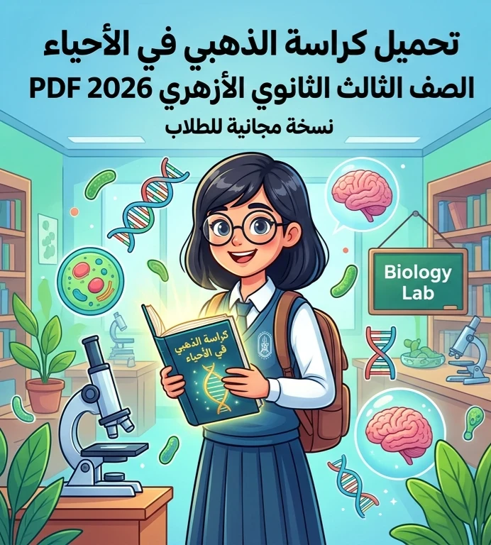 image about 📥 تحميل كراسة الذهبي في الأحياء للصف الثالث الثانوي الأزهري 2026 PDF مجانًا | أقوى مراجعة نهائية وأسئلة متوقعة