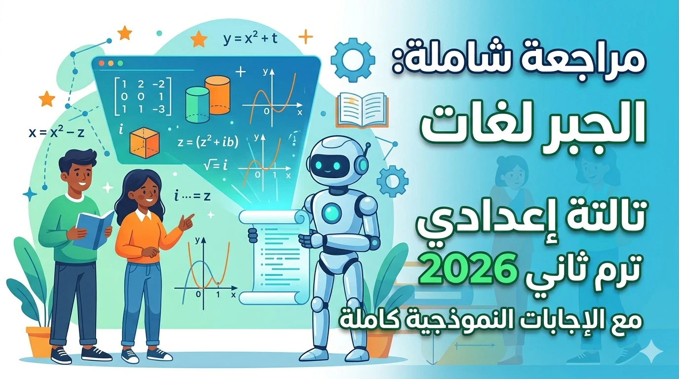 image about 🛑 تحميل أقوى مراجعة Algebra لغات للصف الثالث الإعدادي ترم ثاني 2026 PDF بالإجابات النموذجية كاملة