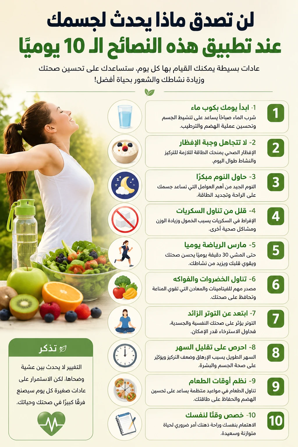 image about لن تتوقع التأثير.. 10 نصائح بسيطة قد تغيّر صحتك بالكامل