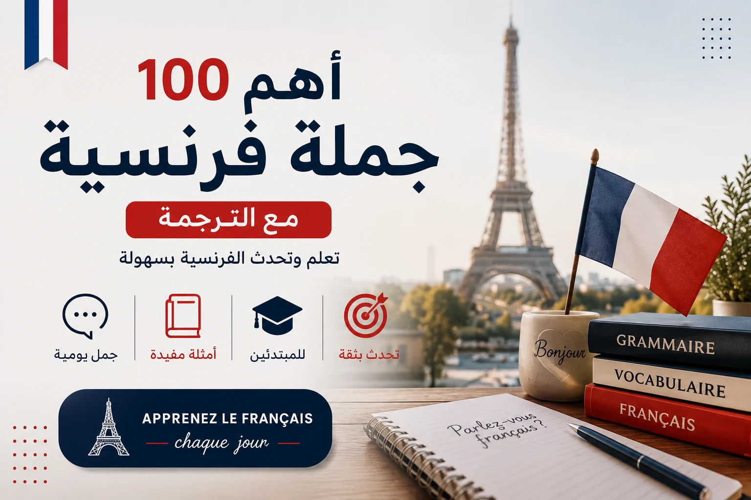image about أهم 100 جملة في اللغة الفرنسية مع الترجمة