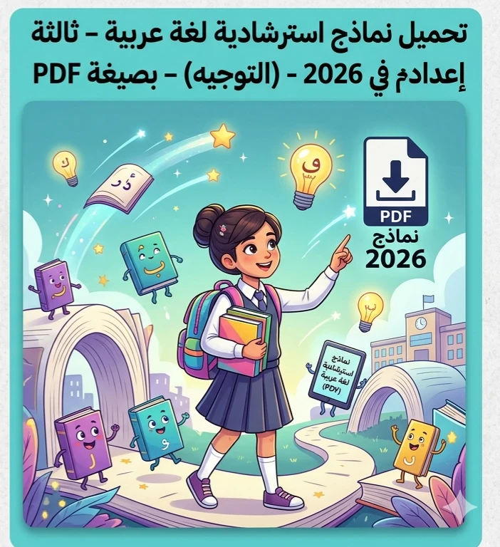 image about 📥 تحميل أقوى نماذج استرشادية لغة عربية ثالثة إعدادي ترم ثاني 2026 PDF من التوجيه بالمجان