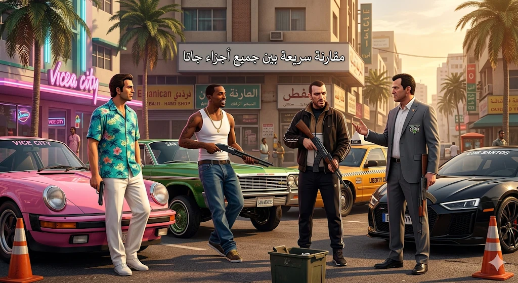 image about ذكريات الطفولة وضخامة الحاضر: المقارنة الشاملة لجميع أجزاء سلسلة GTA
