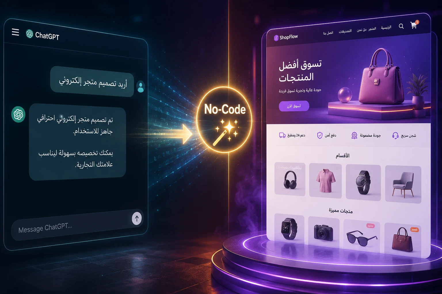 image about وداعاً للبرمجة المعقدة: دليلك لتصميم المتاجر والمواقع والربح منها بالذكاء الاصطناعي