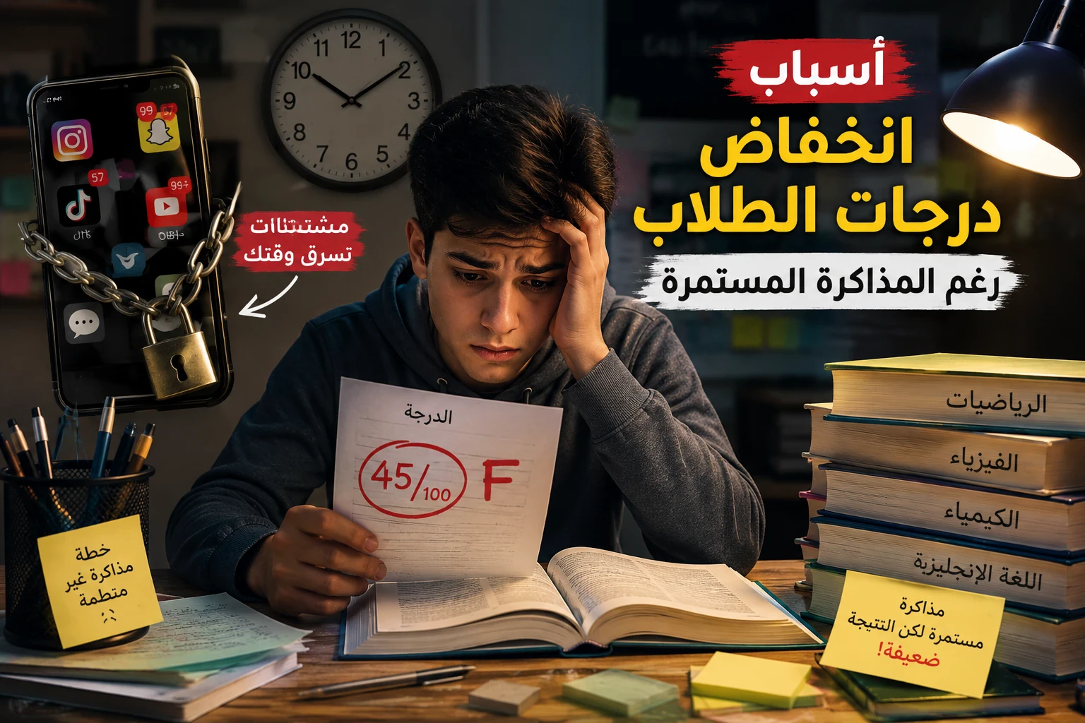 image about أسباب انخفاض درجات الطلاب رغم المذاكرة المستمرة