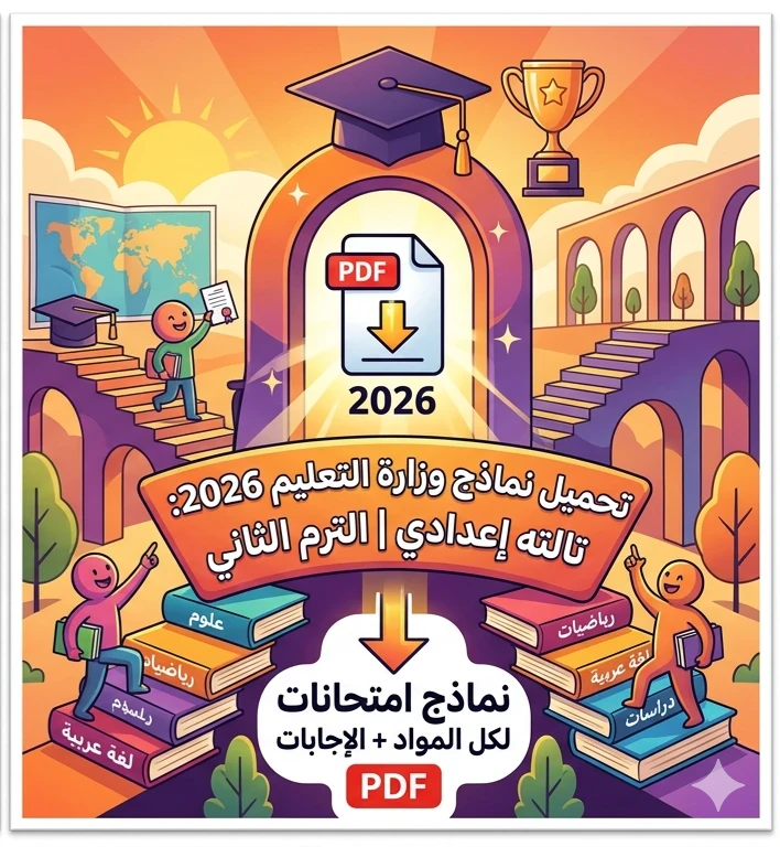 image about 📥 تحميل نماذج وزارة التربية والتعليم للصف الثالث الإعدادي ترم ثاني 2026 PDF بالإجابات لجميع المواد مجانًا