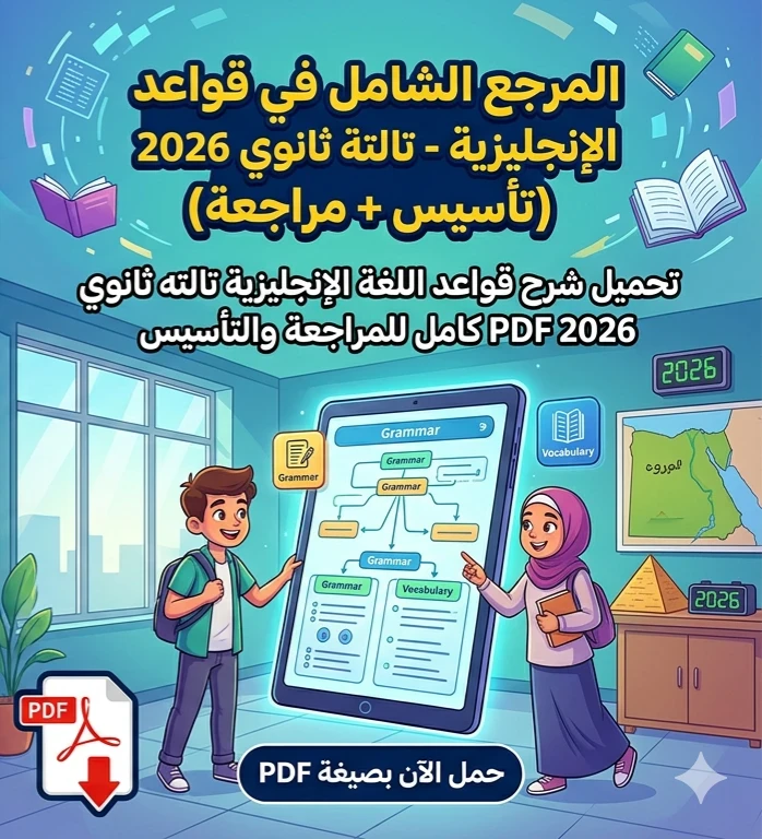 image about 📥 تحميل أقوى شرح قواعد اللغة الإنجليزية تالته ثانوي 2026 PDF كامل للمراجعة والتأسيس مجانًا