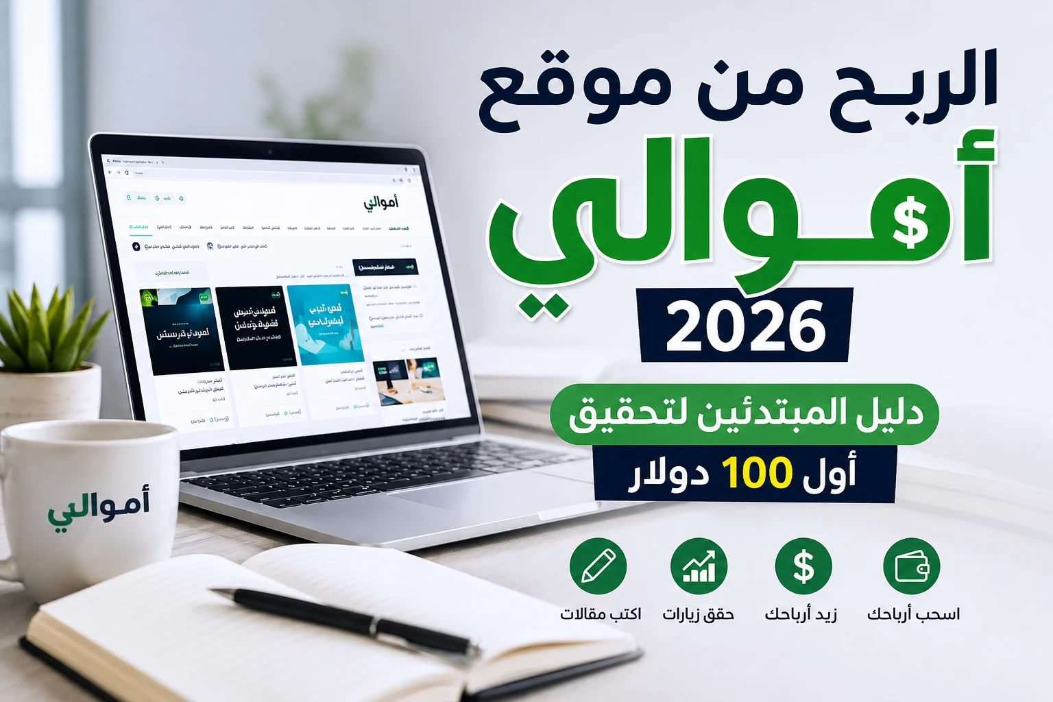 image about الربح من موقع أموالي 2026: دليل المبتدئين لتحقيق أول 100 دولار من كتابة المقالات