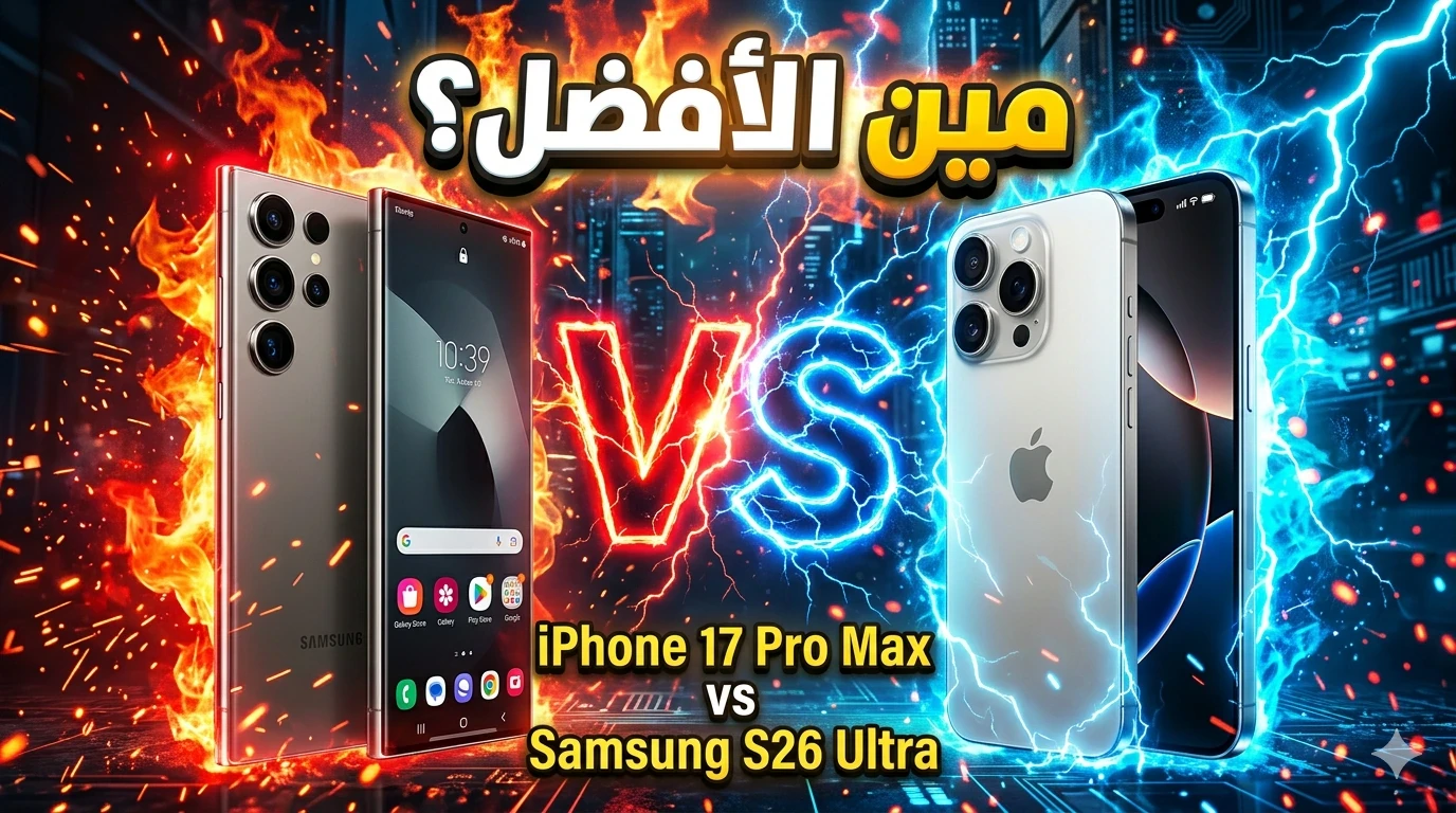 image about مقارنة iPhone 17 Pro Max و Galaxy S26 Ultra 🔥📱 مين أفضل هاتف في 2026؟