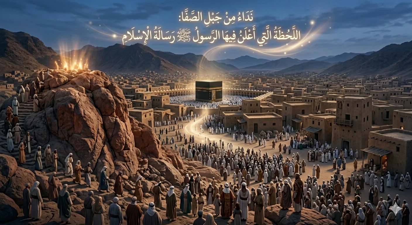 image about دعوة الرسول فوق جبل الصفا: بداية نور الإسلام ومواجهة قريش