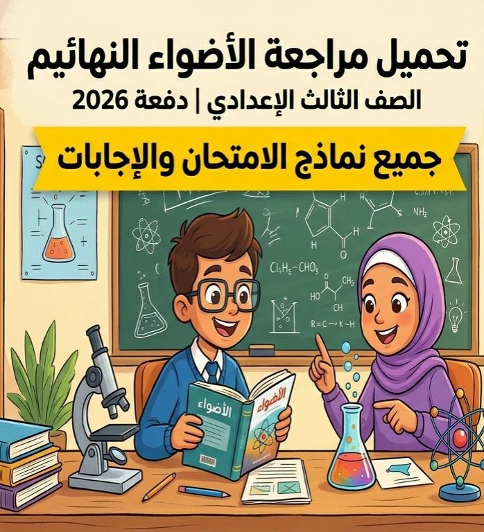 image about 📙 تحميل مراجعة الأضواء النهائية علوم 2026 الصف الثالث الإعدادي PDF | أقوى نماذج الامتحانات والإجابات النموذجية