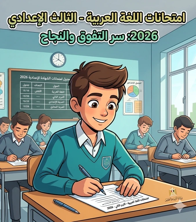 image about 📥 امتحانات اللغة العربية للصف الثالث الإعدادي الترم الثاني 2026 PDF.. أقوى النماذج المتوقعة لضمان الدرجة النهائية