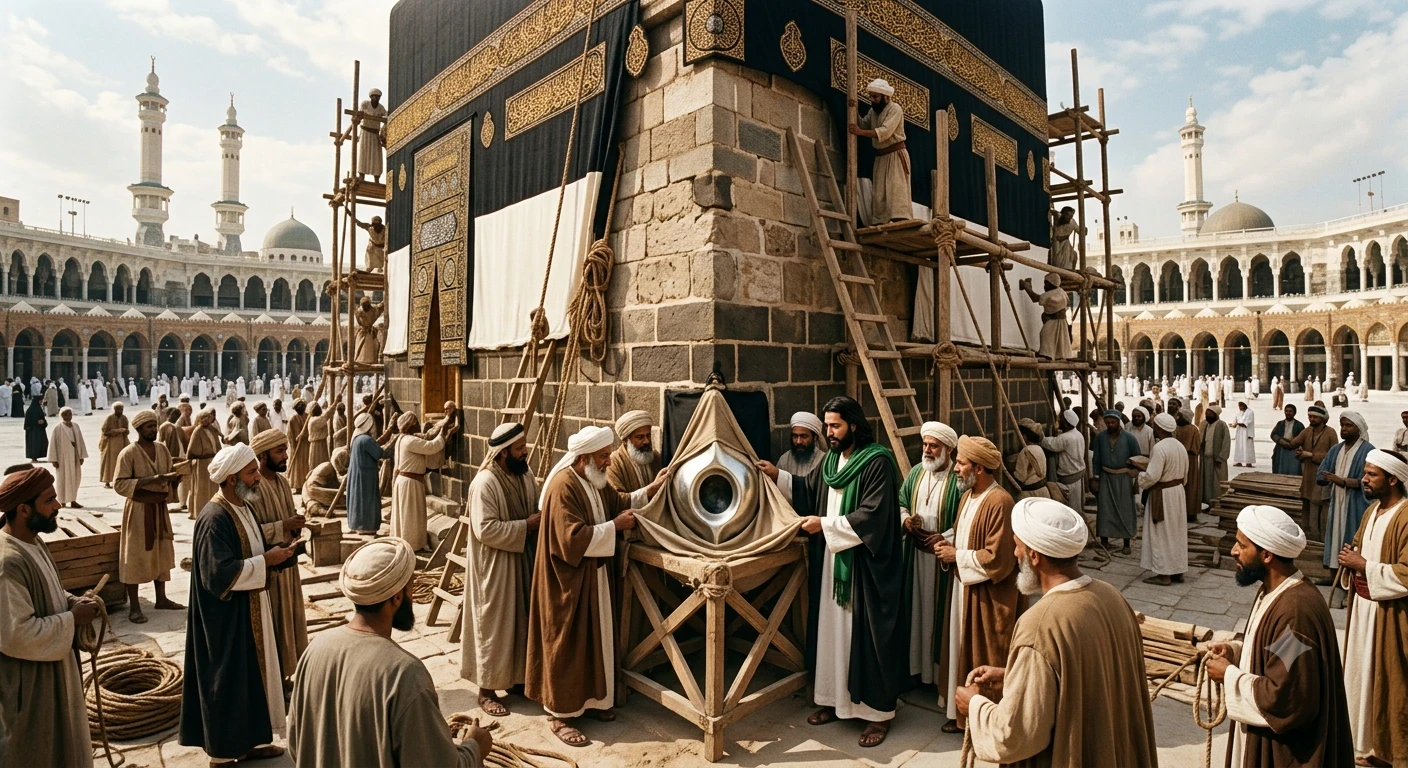 image about قصة وضع الحجر الأسود وبناء الكعبة المشرفة