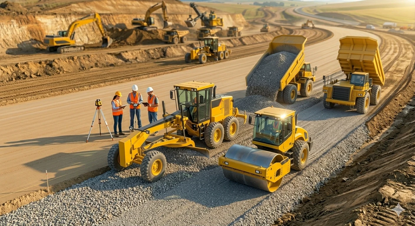 image about احترف هندسة الطرق عن طريق التعرف عن مراحل انشاء الطريق من البداية حتى الانتهاء من الرصف .