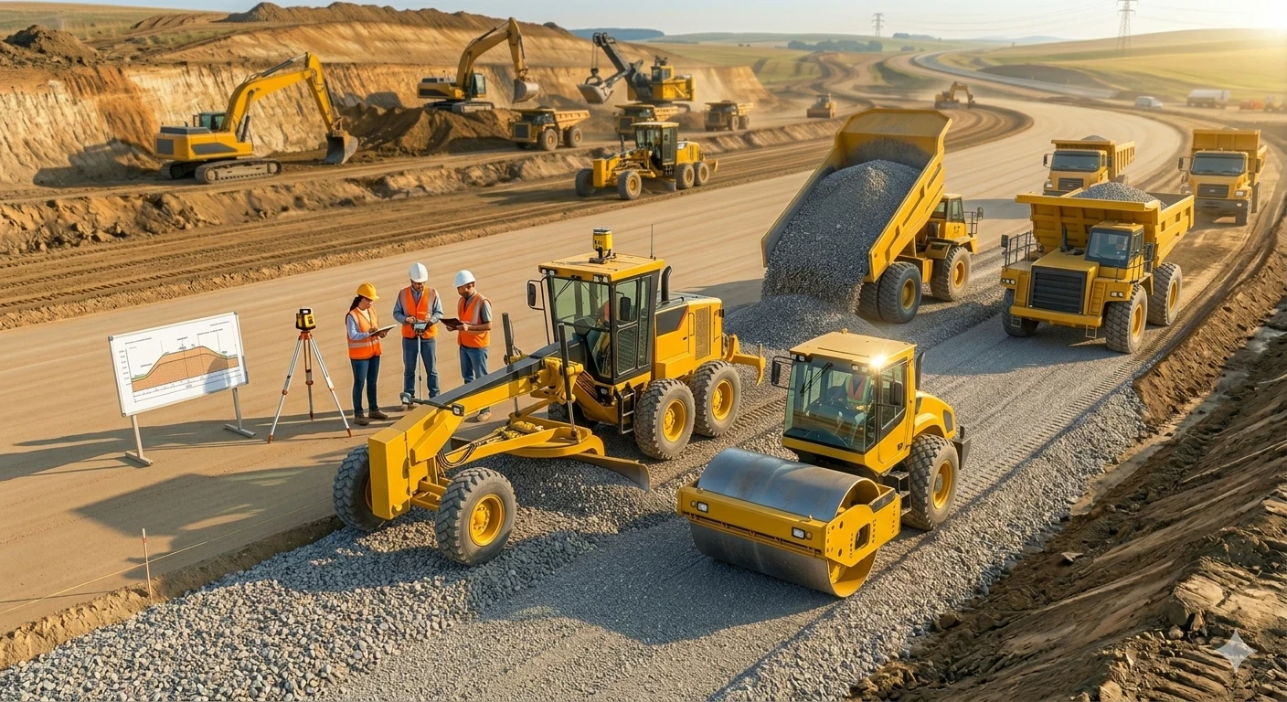 image about احترف هندسة الطرق عن طريق التعرف عن مراحل انشاء الطريق من البداية حتى الانتهاء من الرصف .