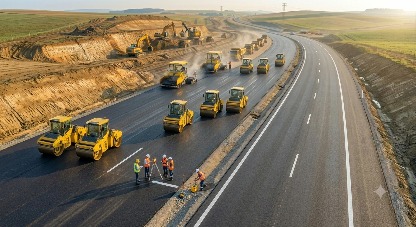 image about احترف هندسة الطرق عن طريق التعرف عن مراحل انشاء الطريق من البداية حتى الانتهاء من الرصف .