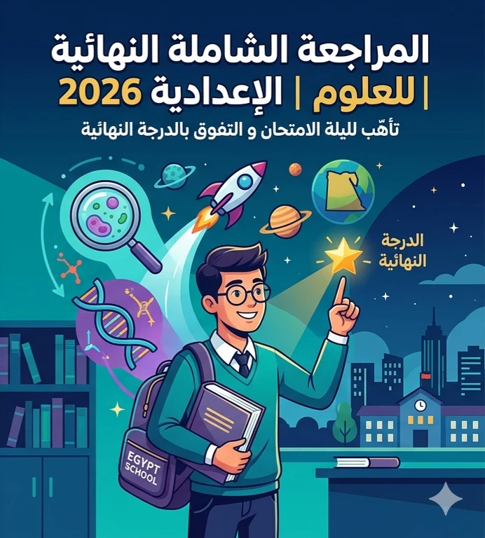 image about 📗 مراجعة العلوم الشاملة للشهادة الإعدادية 2026 | أقوى مراجعة نهائية ليلة الامتحان لتحقيق الدرجة النهائية