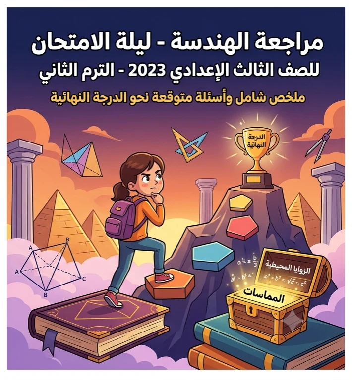 image about 📚 مراجعة الهندسة للصف الثالث الإعدادي 2023 الترم الثاني ليلة الامتحان | أقوى ملخص شامل وأسئلة متوقعة لتحقيق الدرجة النهائية
