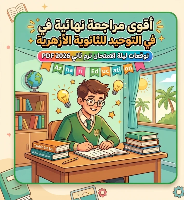 image about 📥 مراجعة التوحيد ثالثة ثانوي أزهري 2026 الترم الثاني | أقوى مراجعة ليلة الامتحان وأسئلة متوقعة PDF