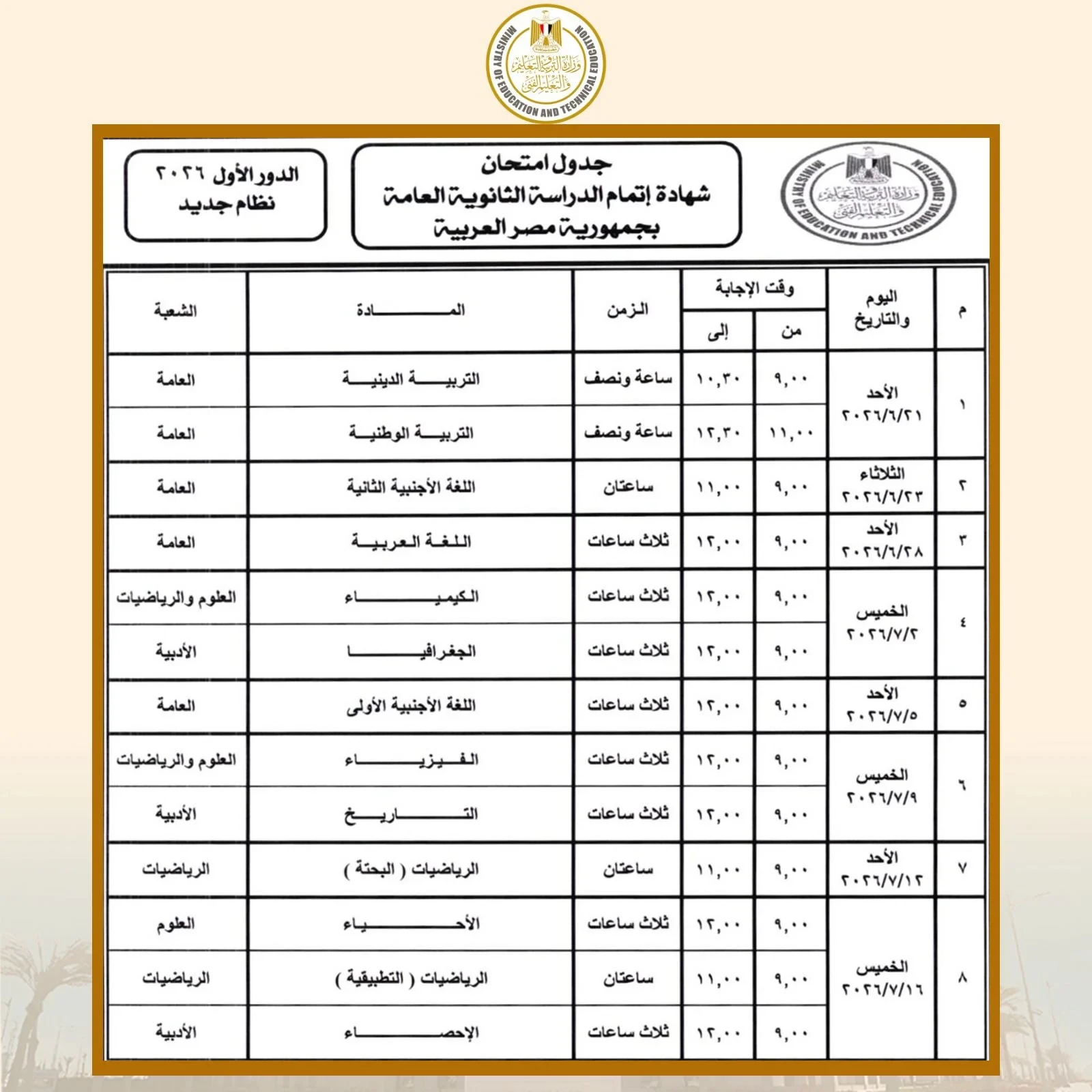 image about تحميل مراجعة نهائية مادة التربية الدينية ثانوية عامة pdf 2026 | جدول ثانوية عامة 