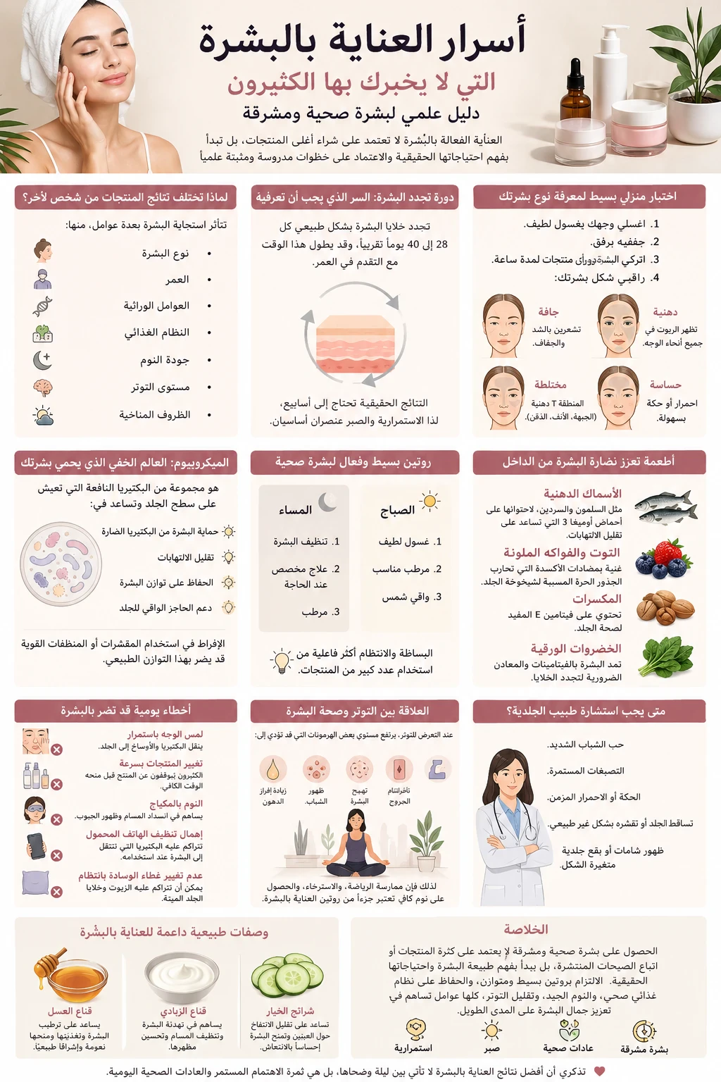 image about أسرار العناية بالبشرة التي لا يخبرك بها الكثيرون: دليل علمي لبشرة صحية ومشرقة